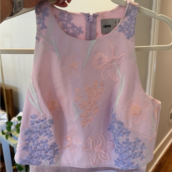 Lilac Embroidered Appliqué full crop top pencil dress - Picture 9 of 12